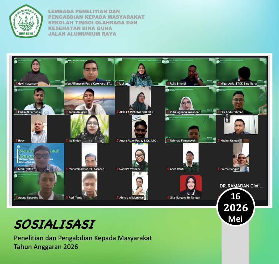 Sosialisasi Penelitian dan Pengabdian kepada Masyarakat Sekolah Tinggi Olahraga dan Kesehatan Bina Guna Tahun Anggaran 2026